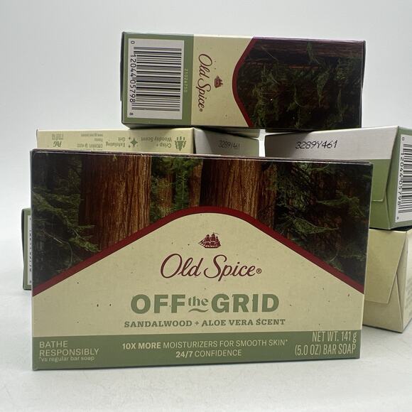6 Old Spice Off the Grid Sandalwood + Aloe Vera Scent Bar Soap 5 oz. ea NEW - Picture 1 of 3